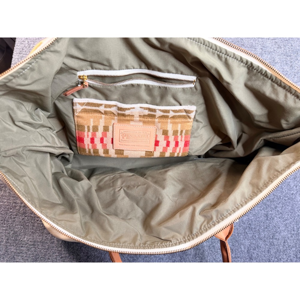 Pendleton Portland Collection Canvas Wool Tote Bag USA Made Stained NWT Tan - Picture 9 of 9